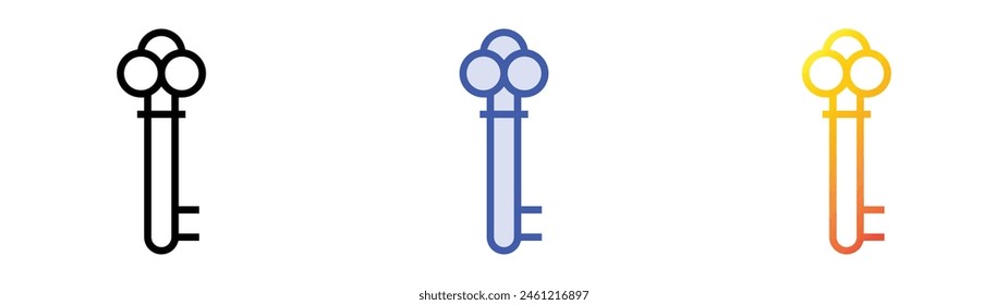 door key icon. Linear, Blue Fill and Gradient Style Design Isolated On White Background