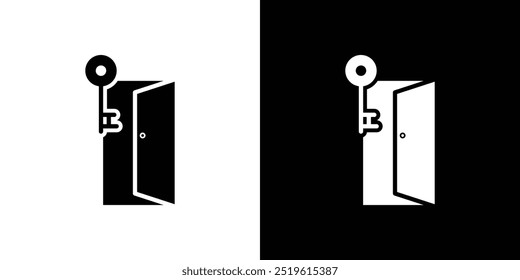 Door key icon linear logo isolated