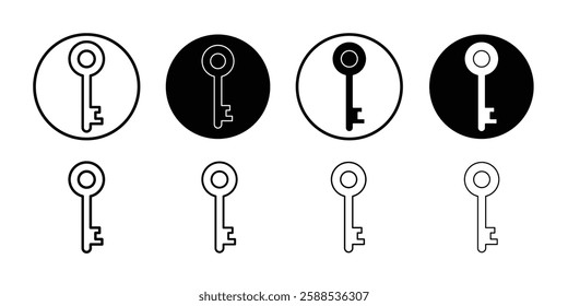 Door key icon linear logo isolated