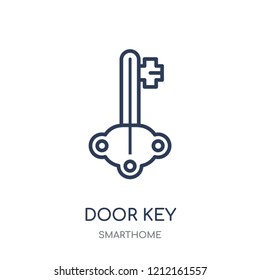 Door key icon. Door key linear symbol design from Smarthome collection. Simple outline element vector illustration on white background.