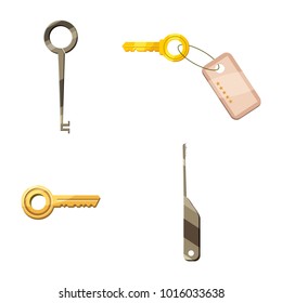 Door key icon set. Cartoon set of door key vector icons for web design isolated on white background
