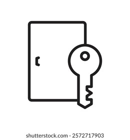 Door key icon Simple thin outline