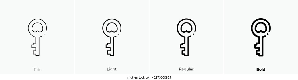 door key icon. Thin, Light Regular And Bold style design isolated on white background