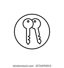 Door key icon vector outline logo sign