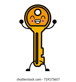 Door Key Isolated Cute Kawaii Cartoon