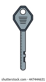 Door key isolated on white background.. Flat color icon. Vector 