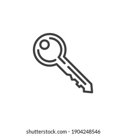 Door key line icon. linear style sign for mobile concept and web design. Key outline vector icon. Symbol, logo illustration. Vector graphics