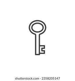 Türschlüssel-Symbol. lineares Stilzeichen für mobiles Konzept und Webdesign. Schlüsselübersicht, Vektorsymbol. Symbol, Logo-Abbildung. Vektorgrafik