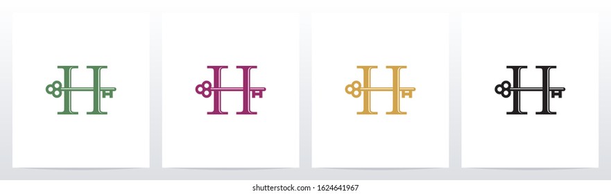 Door Key On Letter Logo Design H