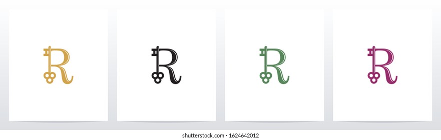 Door Key On Letter Logo Design R