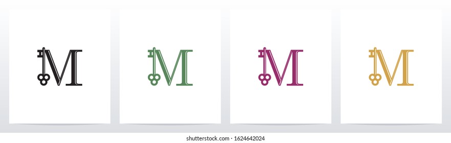 Door Key On Letter Logo Design M