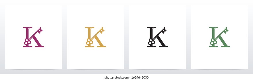 Door Key On Letter Logo Design K