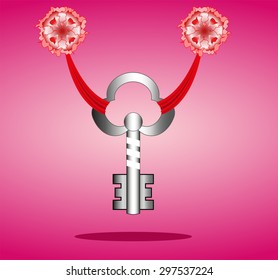 The door key on a red background.
