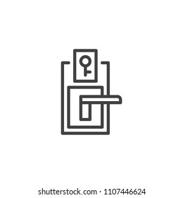 Door key outline icon. linear style sign for mobile concept and web design. Door Handle Lock simple line vector icon. Symbol, logo illustration. Pixel perfect vector graphics