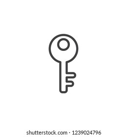 Door key outline icon. linear style sign for mobile concept and web design. Key simple line vector icon. Password Symbol, logo illustration. Pixel perfect vector graphics