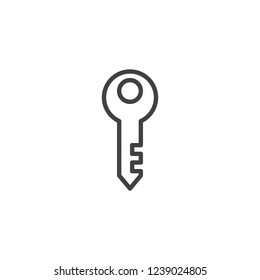 Door key outline icon. linear style sign for mobile concept and web design. Key simple line vector icon. Password Symbol, logo illustration. Pixel perfect vector graphics