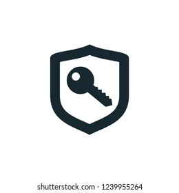 door key shield security icon vector logo template