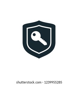door key shield security icon vector logo template