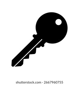 Türschlüssel Silhouette Symbol, Vektorgrafik, flach auf weißem Hintergrund.
