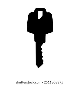 Door key silhouette vector in black