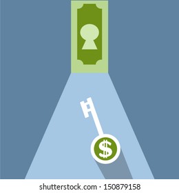Door and key ,Vector cartoon business