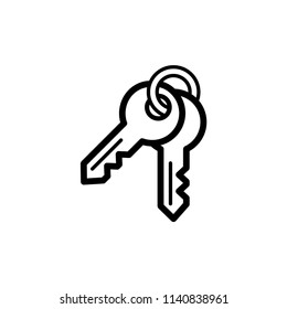 Door key vector icon, flat sign for web design. Symbol, logo illustration. Vector graphics.