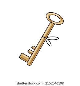 Door key vector icon. Simple illustration in cartoon style. 