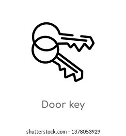 door key vector line icon. Simple element illustration. door key outline icon from smart home concept. Can be used for web and mobile