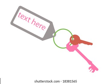door keys with blank key tag
