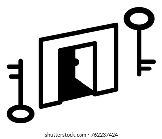 Door keys symbol black, vector illustration, horizontal, isolated