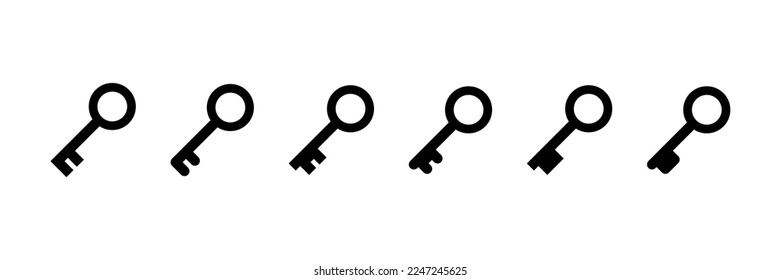 Door keys vector icon set. Key symbol in different style. Open door illustration