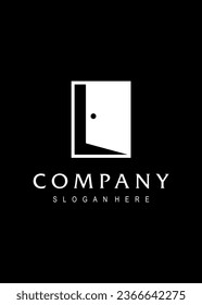puerta con teclado diseño de logotipo vectorial
