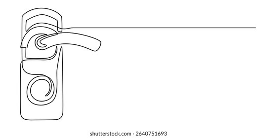 Door knob continuous one line drawing, Door outline drawing illustration. one continuous line drawing of opened door, Continuous one line drawing of Opened door design hope, success