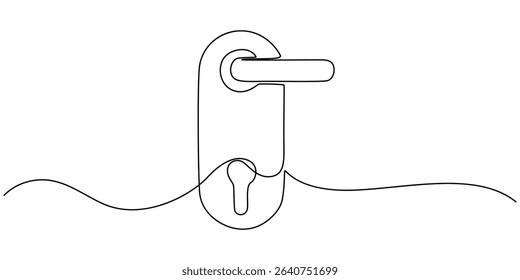 Door knob continuous one line drawing, Door outline drawing illustration. one continuous line drawing of opened door, Continuous one line drawing of Opened door design hope, success