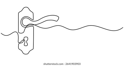  Door knob continuous one line drawing, Door outline drawing illustration. one continuous line drawing of opened door, Continuous one line drawing of Opened  design. Opened door - hope, success. 