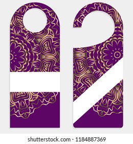 Door knob or hanger sign with floral mandala design. cartoon vector illustration.