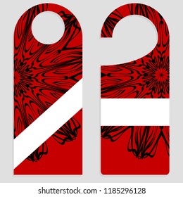 Door knob or hanger sign with floral mandala design. cartoon vector illustration.