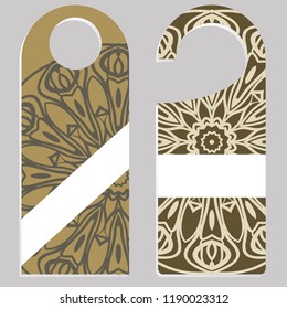Door knob or hanger sign with floral mandala design. cartoon vector illustration
