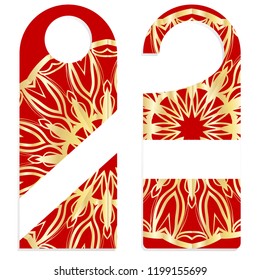 Door knob or hanger sign with floral mandala design. cartoon vector illustration