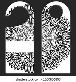 Door knob or hanger sign with floral mandala design. cartoon vector illustration.