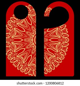 Door knob or hanger sign with floral mandala design. cartoon vector illustration.