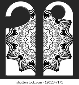 Door knob or hanger sign with floral mandala design. cartoon vector illustration.