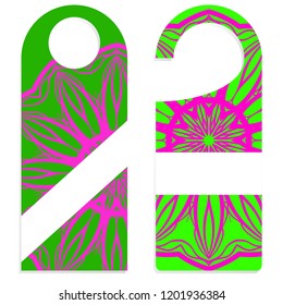 Door knob or hanger sign with floral mandala design. cartoon vector illustration