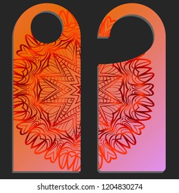 Door knob or hanger sign with floral mandala design. cartoon vector illustration.