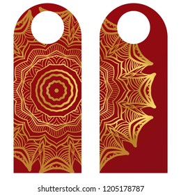 Door knob or hanger sign with floral mandala design. cartoon vector illustration.