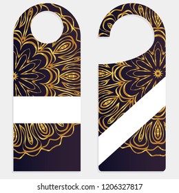 Door knob or hanger sign with floral mandala design. cartoon vector illustration.