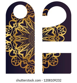 Door knob or hanger sign with floral mandala design. cartoon vector illustration.