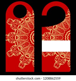 Door knob or hanger sign with floral mandala design. cartoon vector illustration.