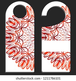 Door knob or hanger sign with floral mandala design. cartoon vector illustration.