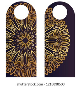 Door knob or hanger sign with floral mandala design. cartoon vector illustration.